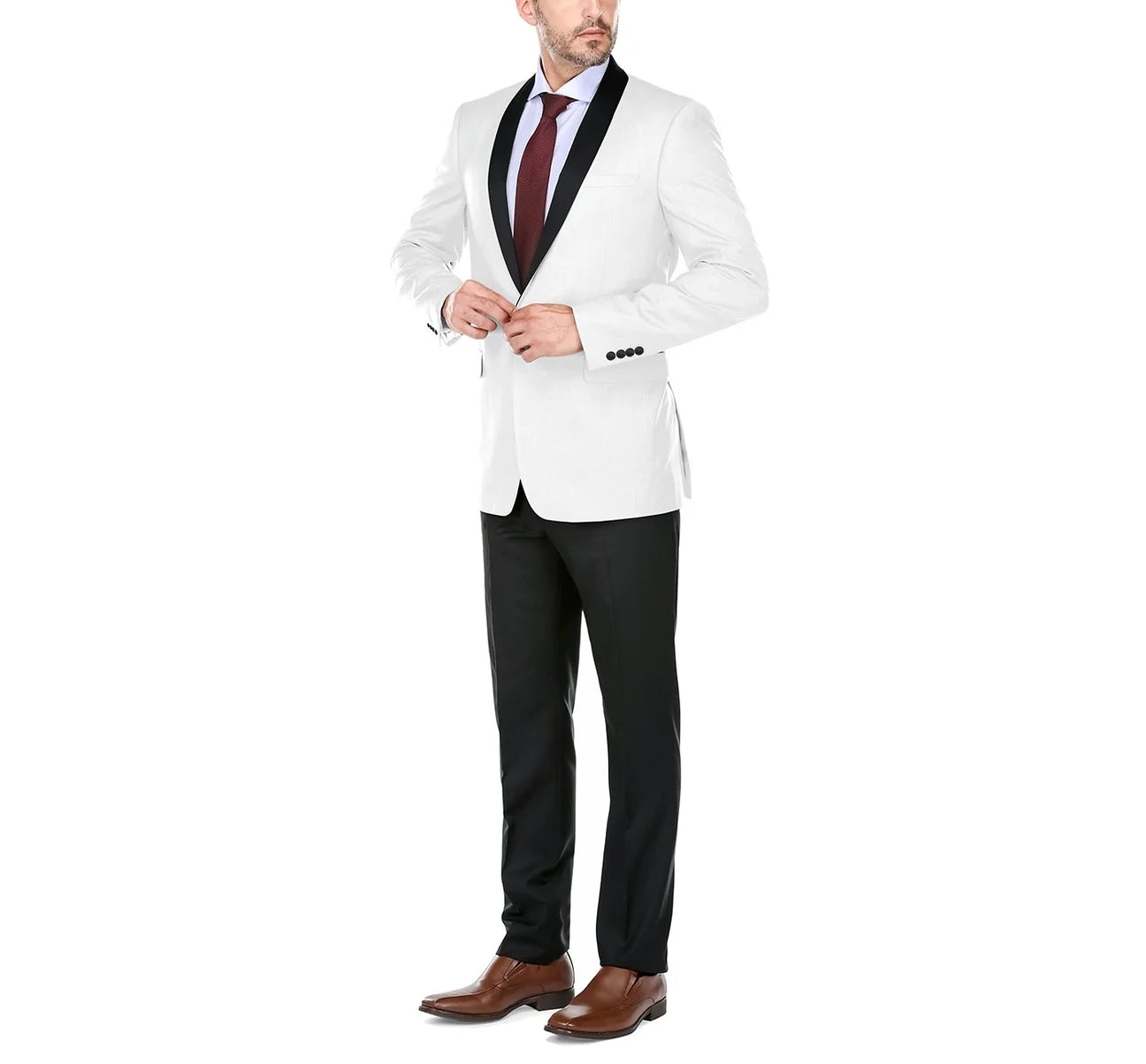 201-16 Ivory/ 201-1 Black Pants Shawl Tuxedo Slim Fit