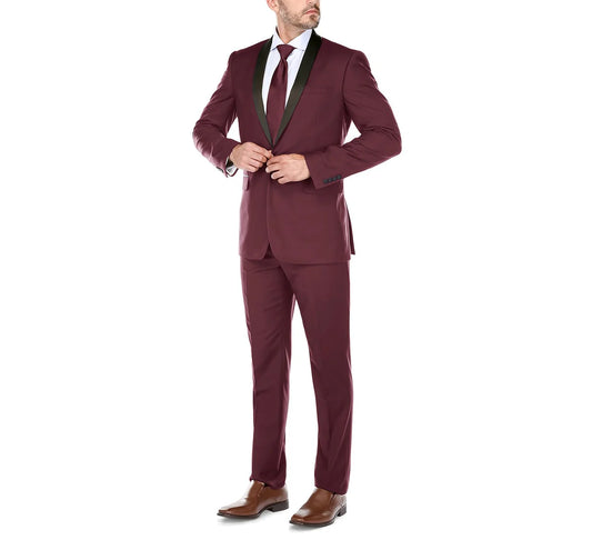 Men's Slim Fit Burgundy Shawl Tuxedo