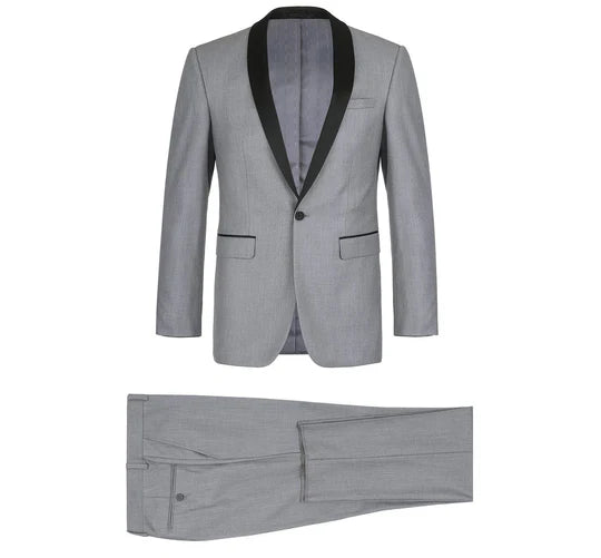 Men's Slim Fit Grey Shawl Tuxedo