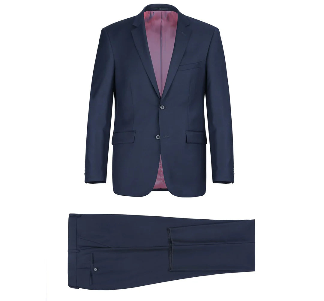 Men's Blue 2-Piece Notch Lapel 100% Wool Suit