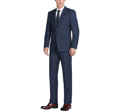 Men's Blue 2-Piece Notch Lapel 100% Wool Suit