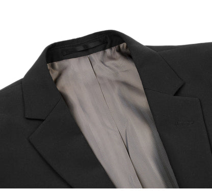 Men's Black 2-Piece Notch Lapel 100% Wool Suit