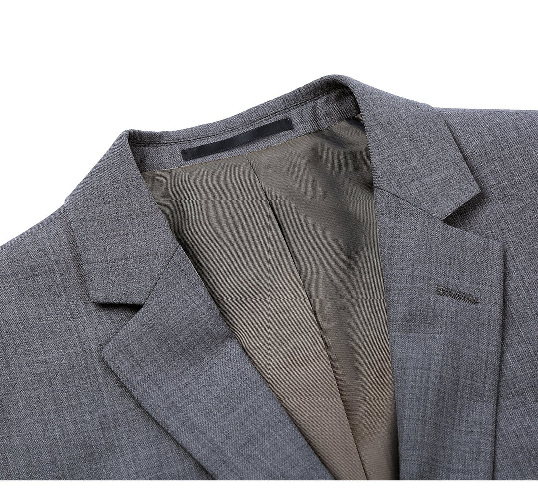 Men's Dark Grey 2-Piece Notch Lapel 100% Wool Suit