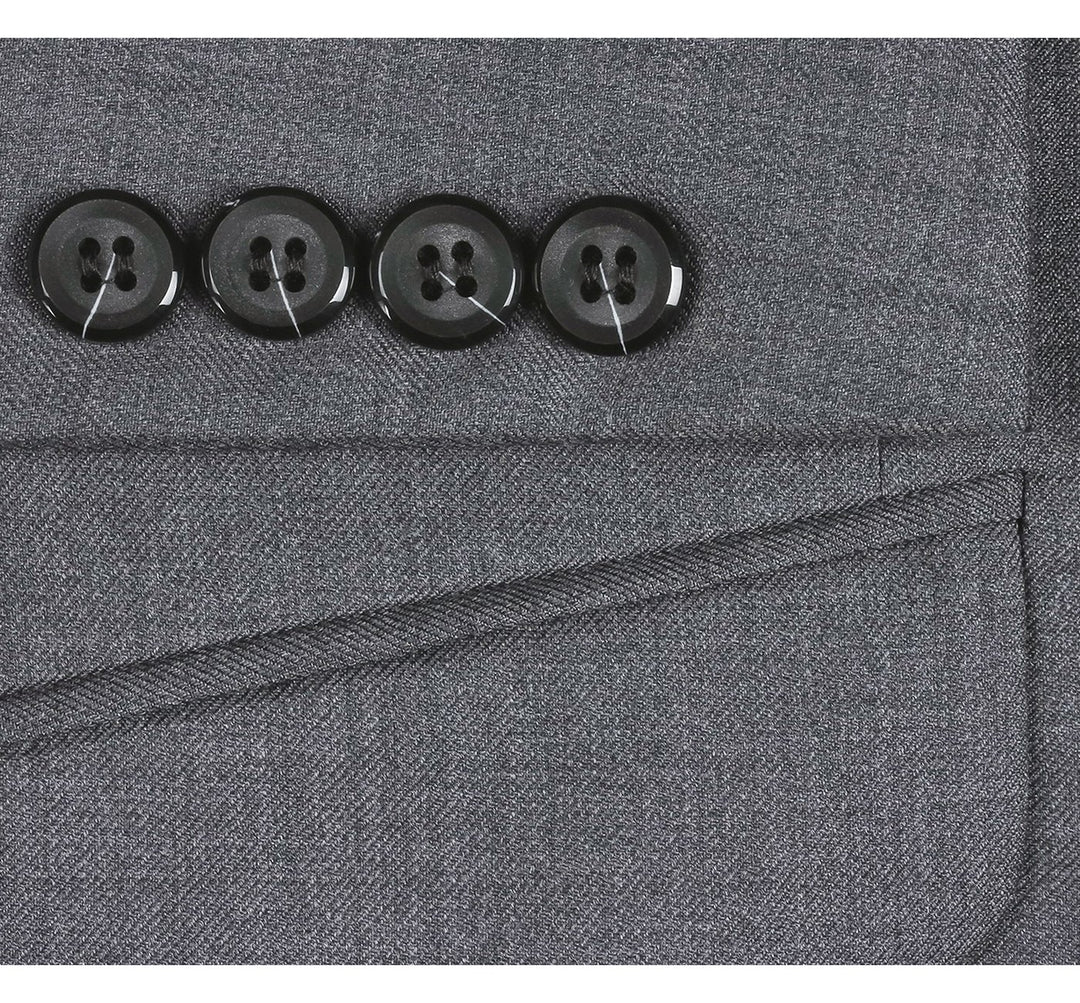 Men's Black 2-Piece Notch Lapel 100% Wool Suit