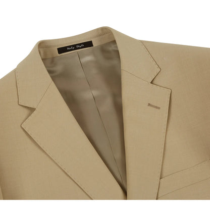 Men's Tan 2-Piece Notch Lapel 100% Wool Suit