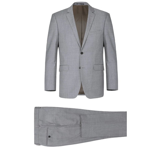 Men's Grey 2-Piece Notch Lapel 100% Wool Suit