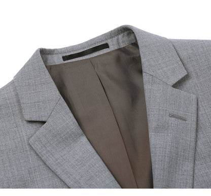 Men's Grey 2-Piece Notch Lapel 100% Wool Suit