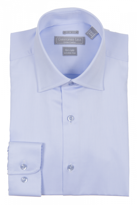 Christopher Lena Slim Blue Shirt Pure Cotton