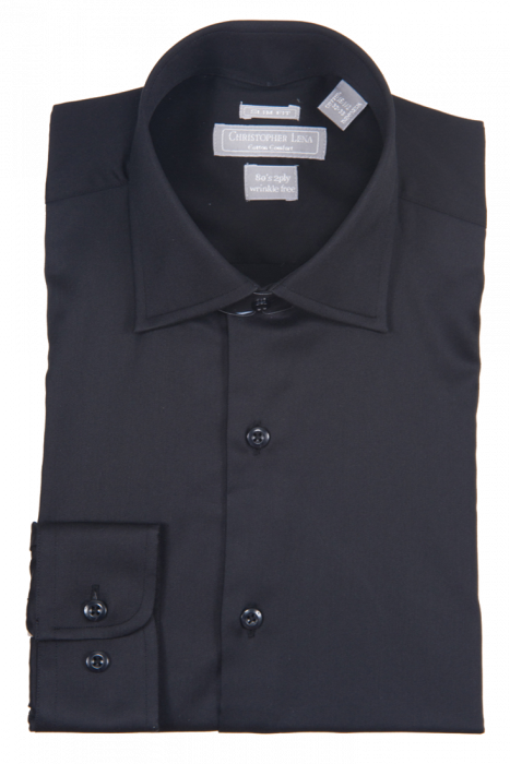 Christopher Lena Slim Black Shirt Pure Cotton